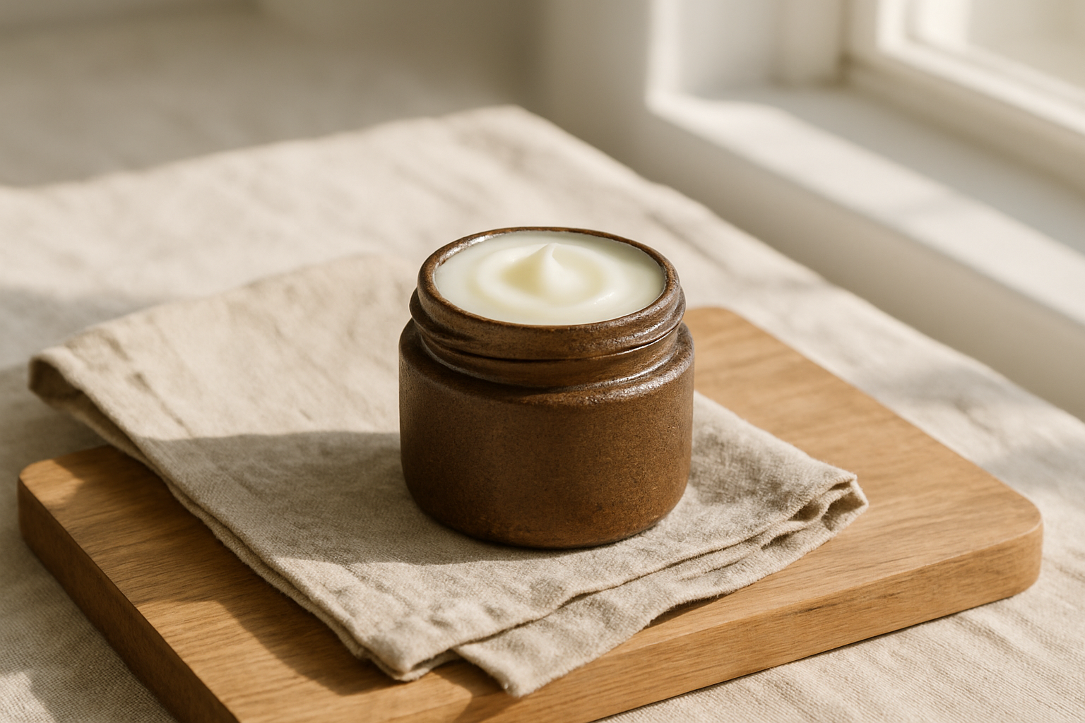Jar of tallow-style white balm — beef tallow skincare trend examined