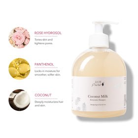 100% PURE coconut foam texture demonstrating hydrating lather benefit