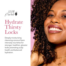 100% PURE label close-up highlighting ingredients and gentle formula benefits