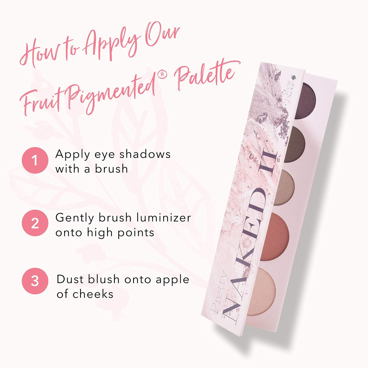 100% PURE model applying eyeshadow and blush showing easy everyday to evening transition