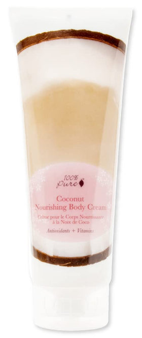 100% PURE front packaging showing coconut lotion and soft hydration