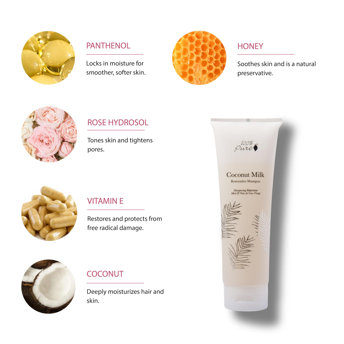 100% PURE creamy coconut-texture close-up demonstrating moisturizing feel