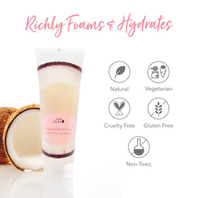 100% PURE in-shower use with lather on skin showing effective daily cleansing
