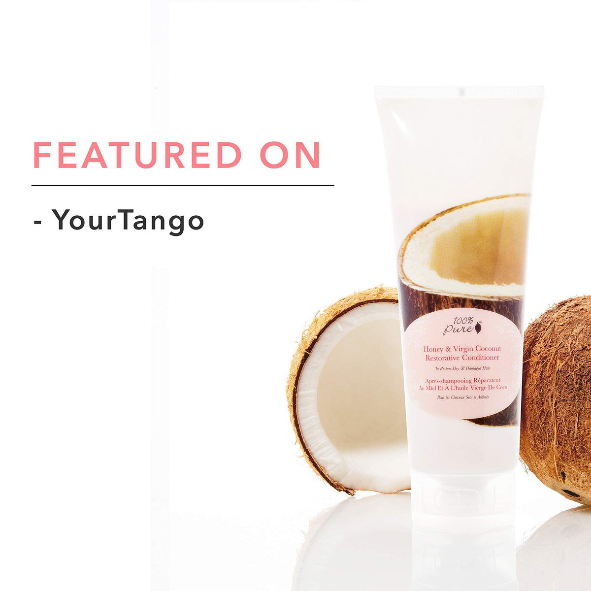 100% PURE product styled in tropical setting evoking light fragrance