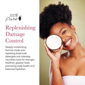 100% PURE creamy conditioner texture pouring demonstrates rich hydration