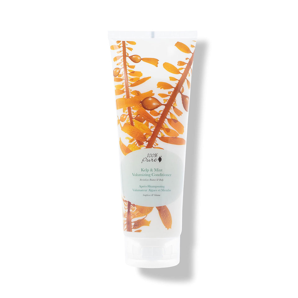 100% PURE front bottle shot showing label and volume benefits