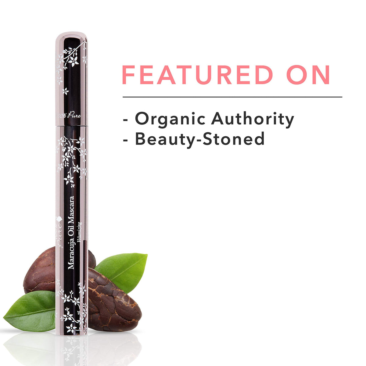 100% PURE lifestyle model wearing mascara showing natural dramatic look benefits