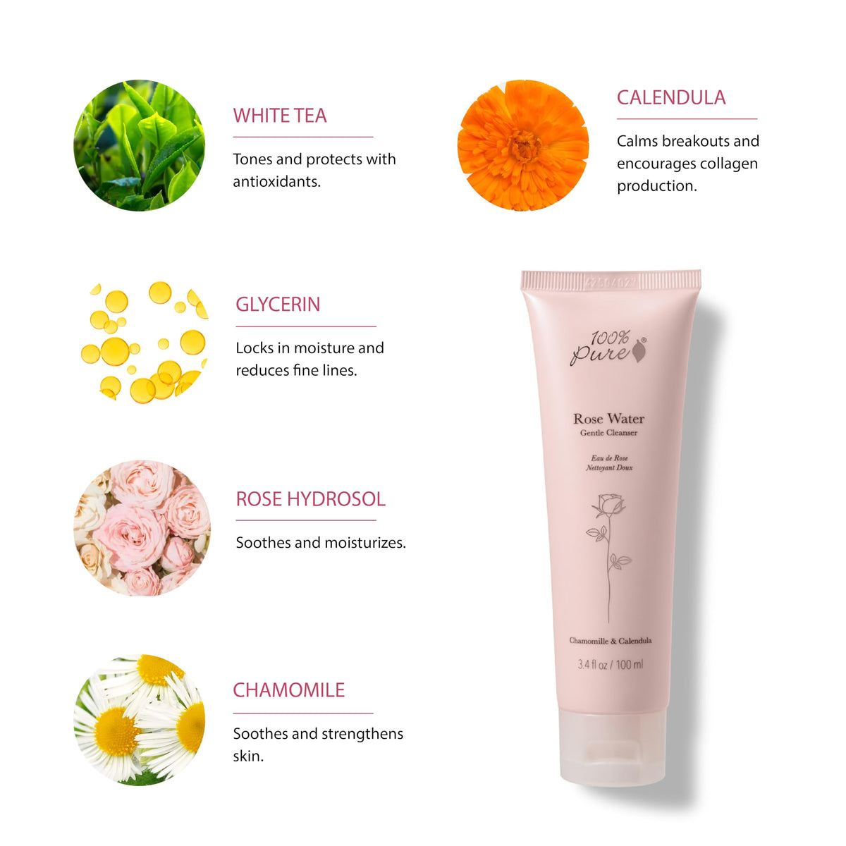 100% PURE light foam on hand illustrating effective makeup removal
