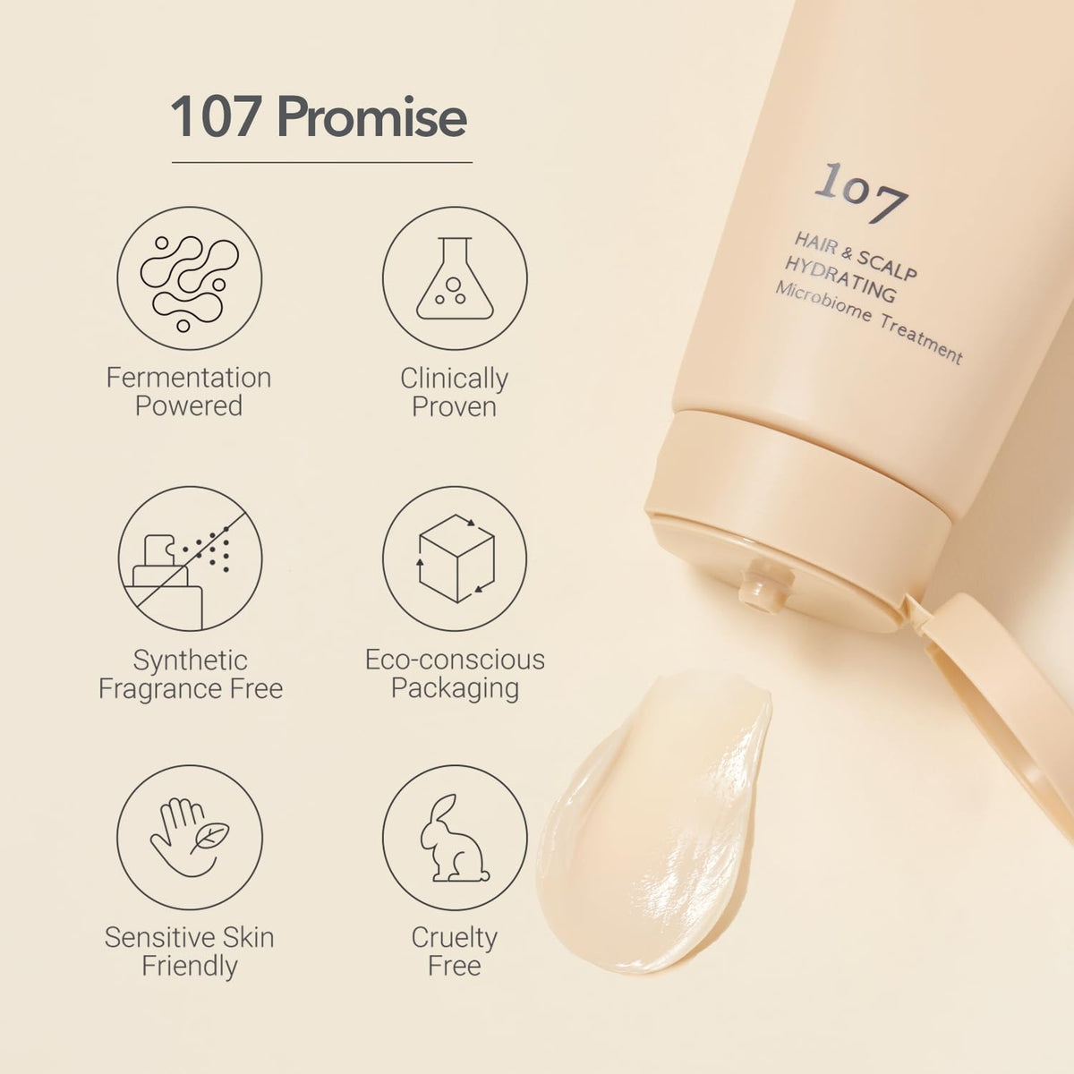 107 bottle on recyclable background emphasizing eco packaging