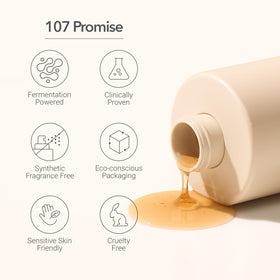 107 recycled-plastic bottle detail showing eco-friendly packaging benefit