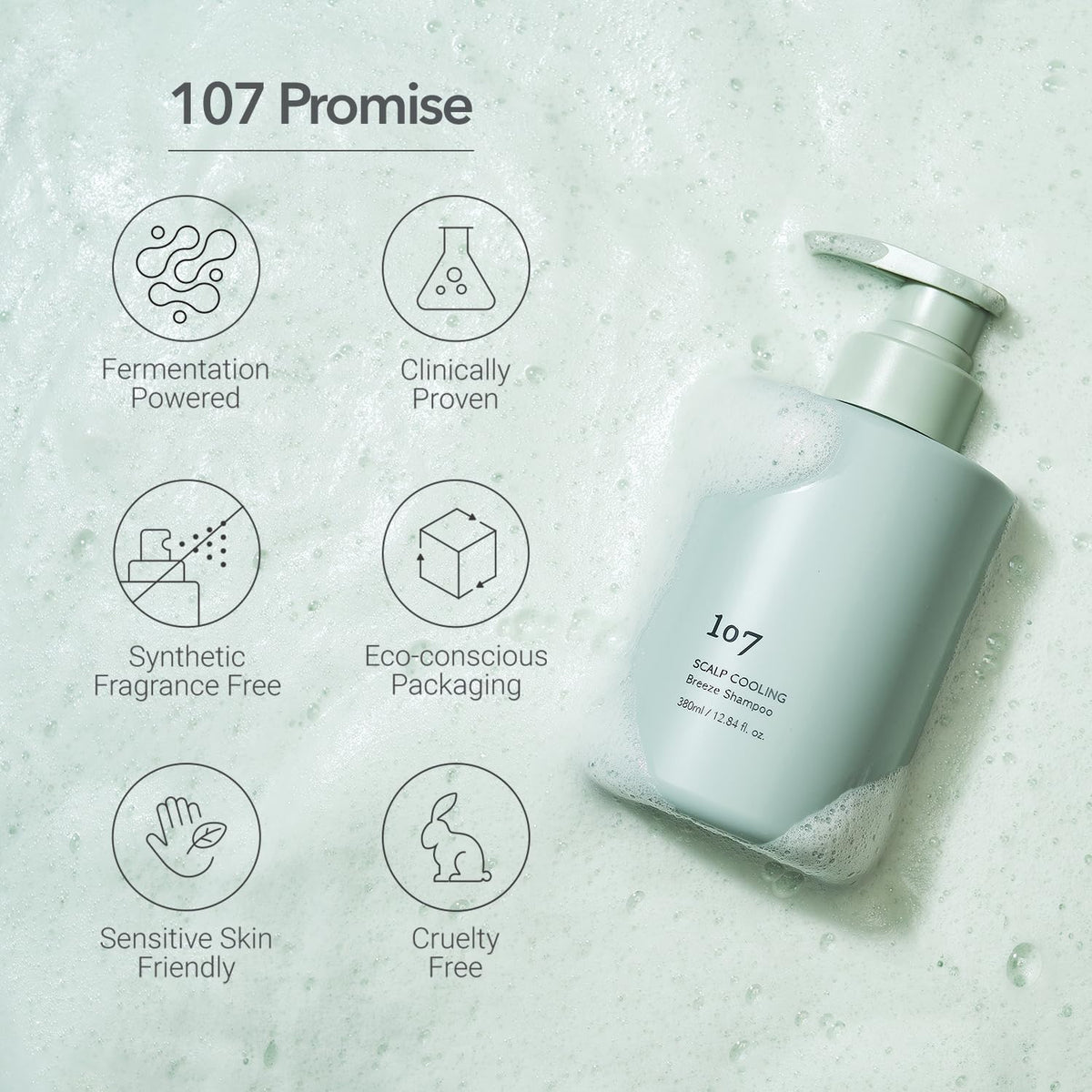 107 peppermint and menthol close-up showing cooling aroma and scalp refresh benefit