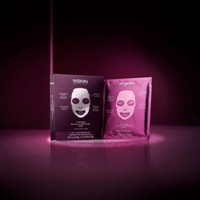 111SKIN mask pouch opened with visible serum to illustrate amount per sheet and size comparison