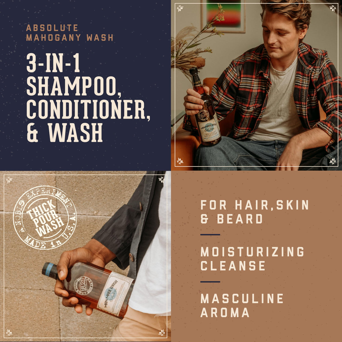 18.21 Man Made label closeup highlighting key hydrating ingredients