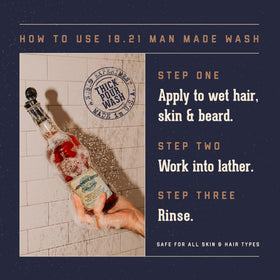 18.21 Man Made creamy lather on hand demonstrating gentle cleansing