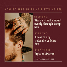 18.21 Man Made applied to styled hair showing natural texture and medium shine
