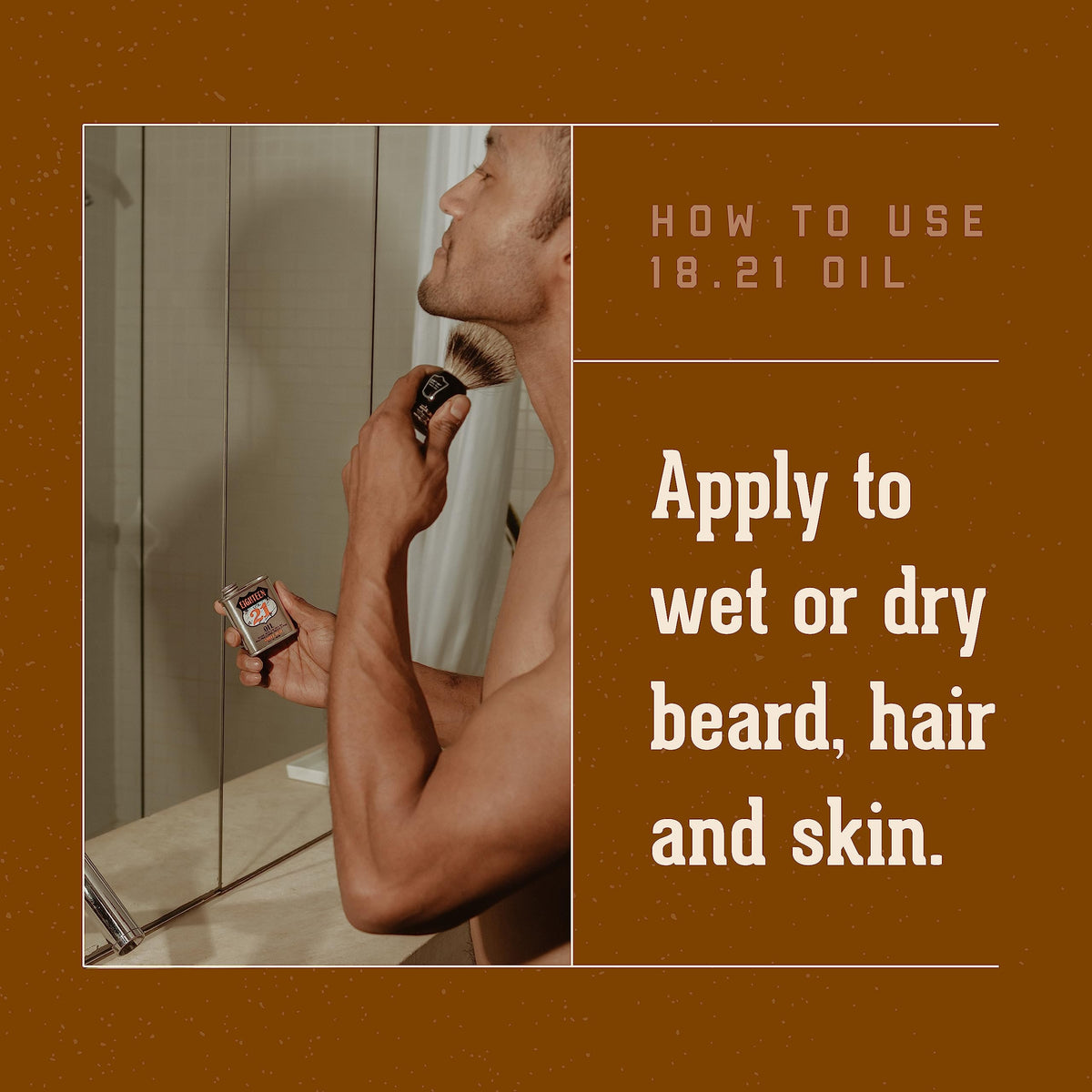 18.21 Man Made applied to beard by hand demonstrating smoother, conditioned facial hair