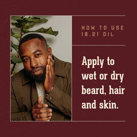 18.21 Man Made applying oil to beard for softer, more manageable hair