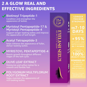 2A GLOW with olive leaf to highlight natural extracts that help condition lashes