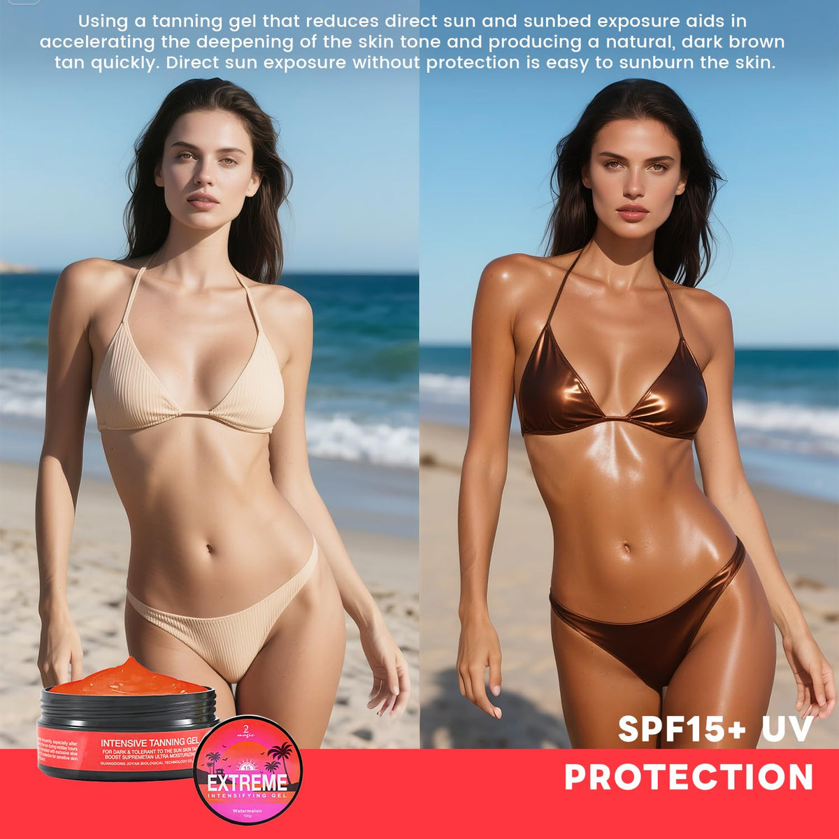 2Bmagic application on arm demonstrating immediate bronzer blend