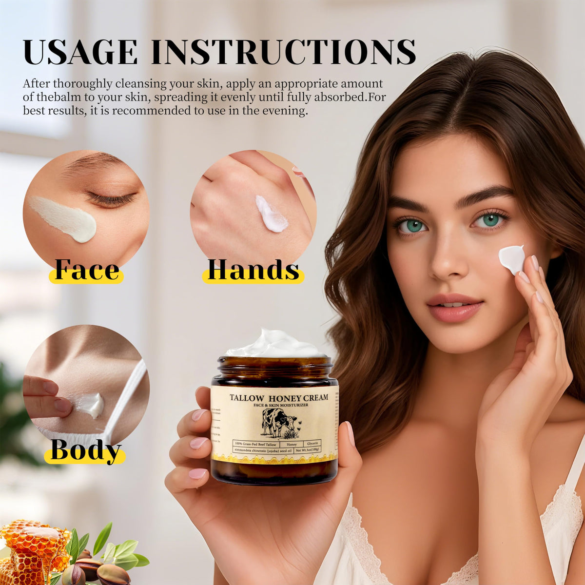 2Bmagic open jar revealing creamy tallow and honey blend for nourishing hydration