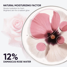 2CHILL ingredient display with rose water and hyaluronic acid for hydration benefit