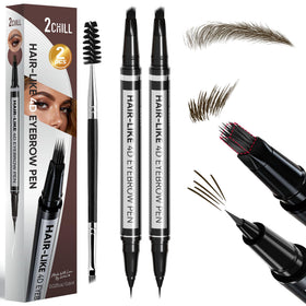 2CHILL dual-head eyebrow pencils front packaging showing compact convenience