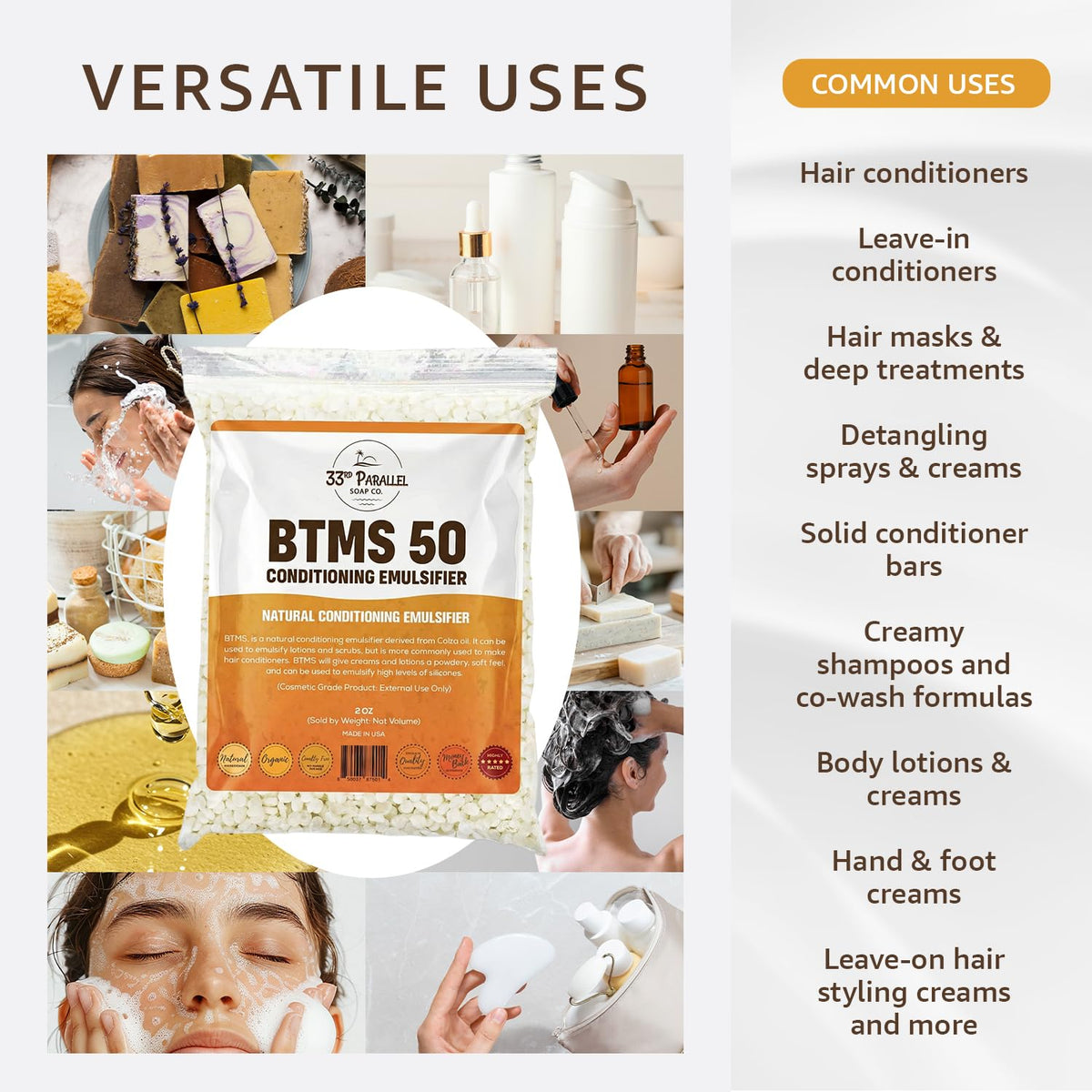 33rd PARALLEL BTMS50 granular texture closeup highlighting easy melting benefit