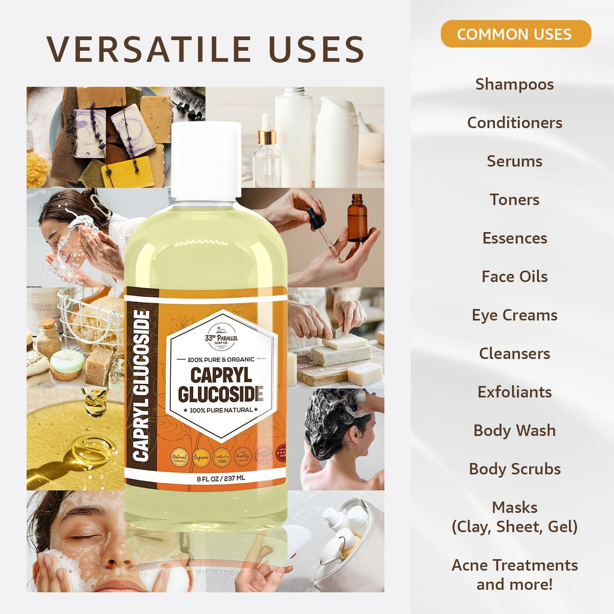 33RD PARALLEL SOAP CO. close-up of liquid texture highlighting smooth viscosity benefit