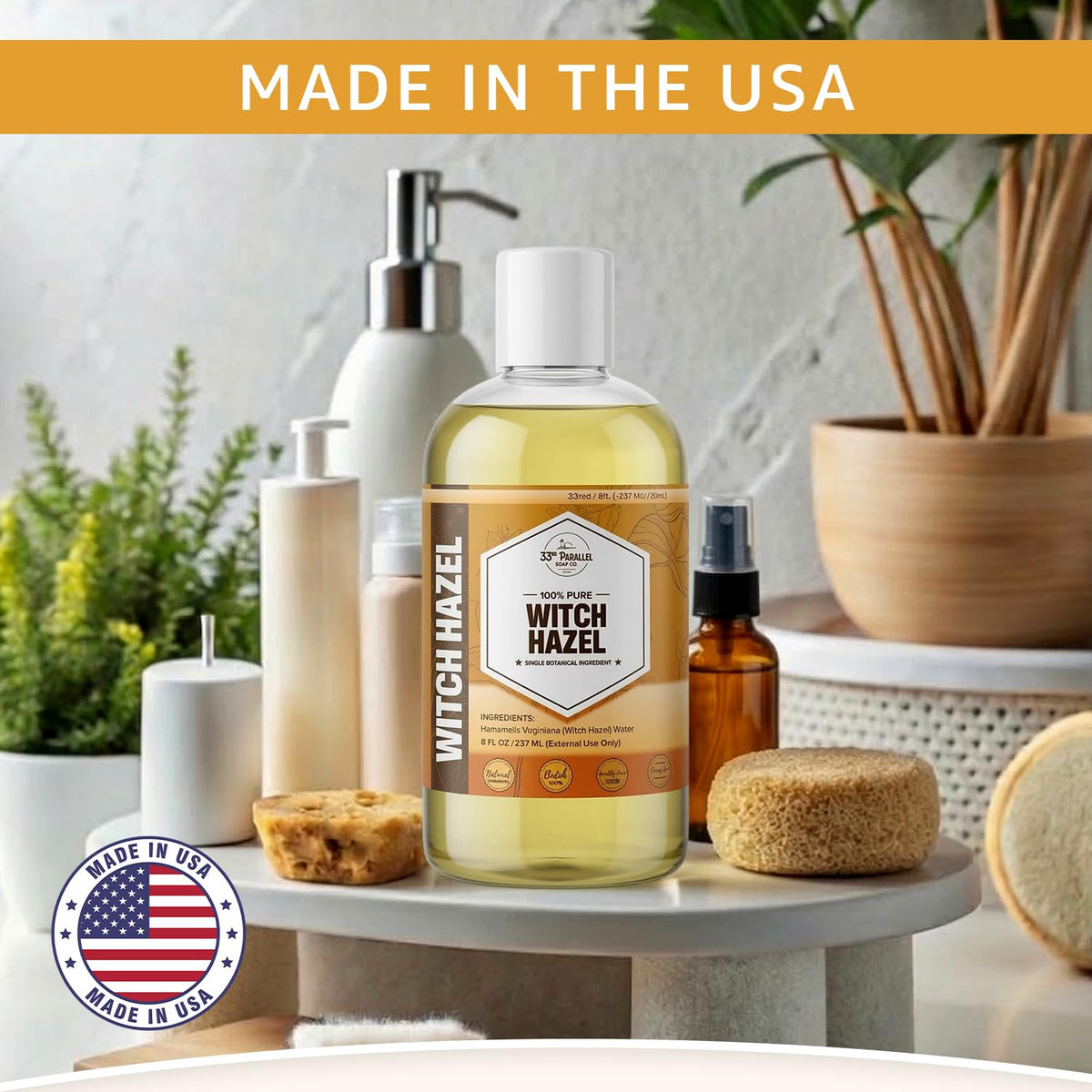 33RD PARALLEL SOAP CO. DIY setup with bottles and tools for formulation