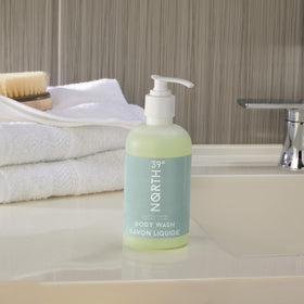 39° North close-up of gel pour demonstrating smooth texture and gentle lather benefit