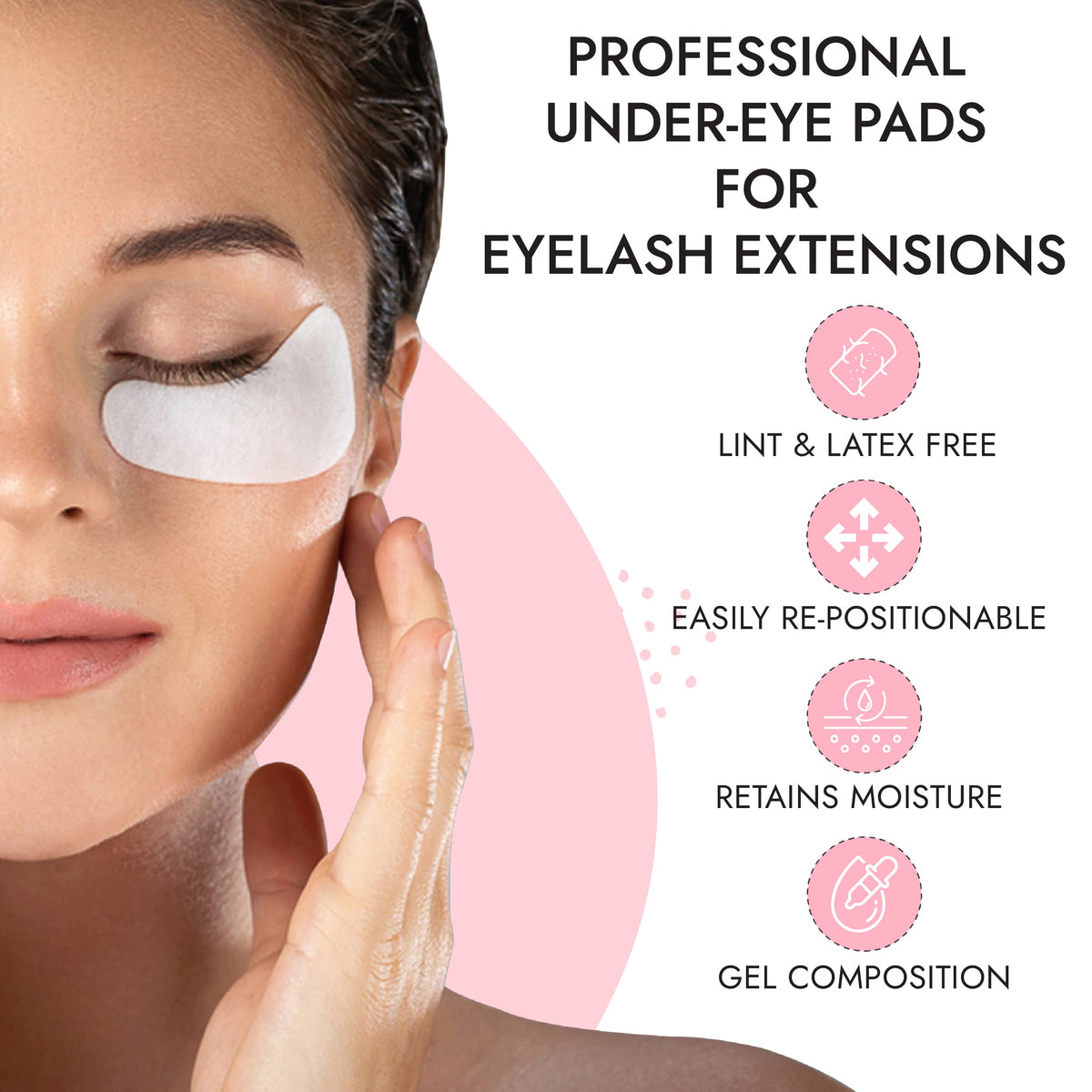 3D Beauty single sheet close-up highlighting lint-free pads and easy peel benefit