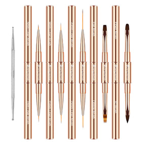 3zorqinron gold-handled brush set front view shows compact travel-ready kit benefit