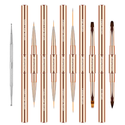 3zorqinron gold-handled brush set front view shows compact travel-ready kit benefit