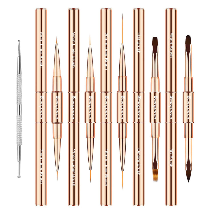 3zorqinron gold-handled brush set front view shows compact travel-ready kit benefit