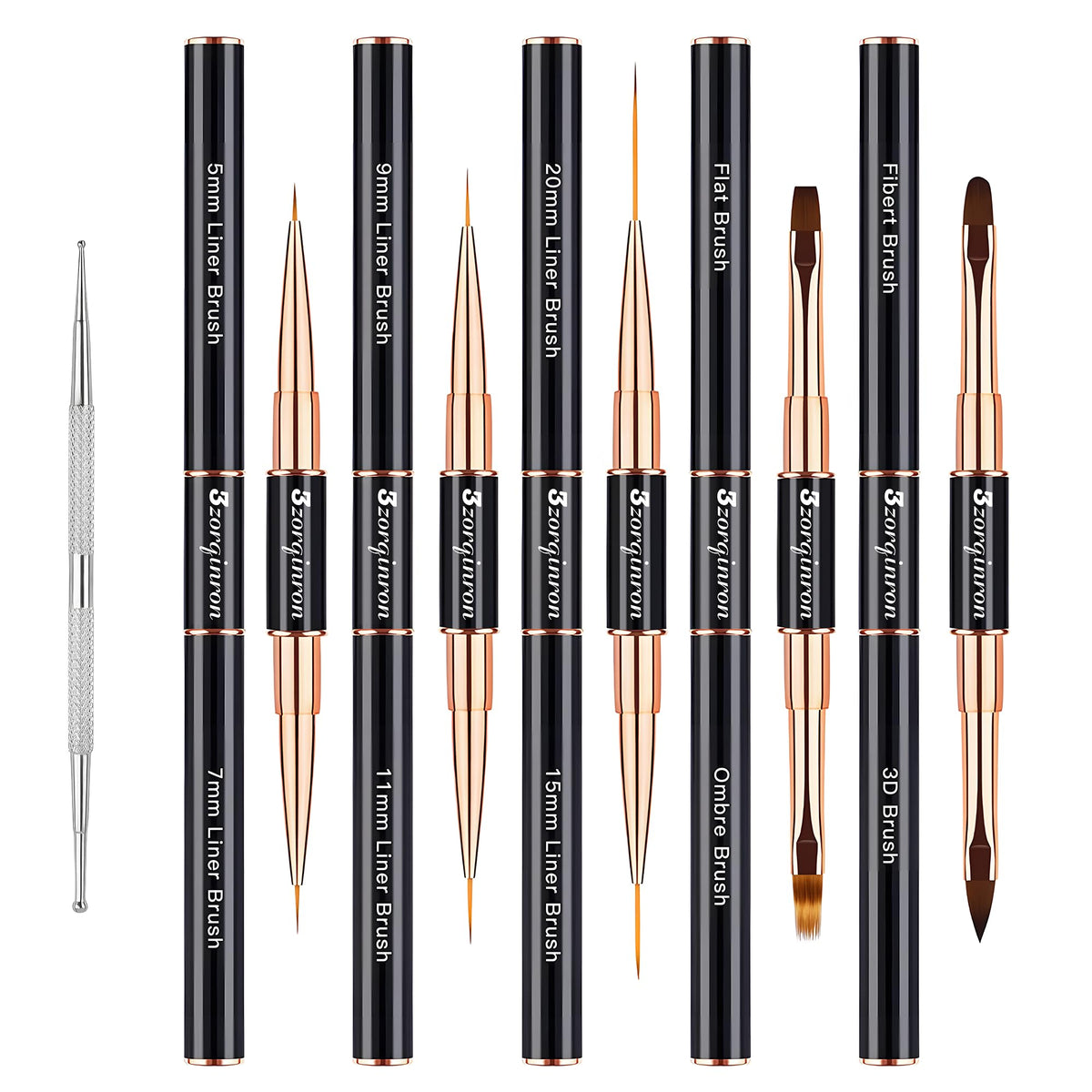 3zorqinron brush set front view showing compact kit and travel-ready design