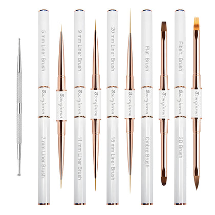 3zorqinron front packaging of white 10-head brush kit showing contents and portability