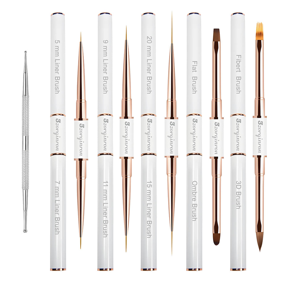 3zorqinron front packaging of white 10-head brush kit showing contents and portability