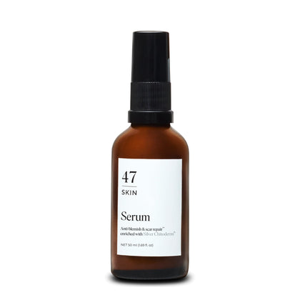 47 Skin front packaging showing bottle and label, conveys clean protection