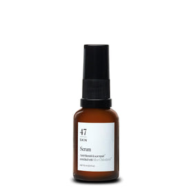 47 Skin front packaging showing compact 15ml bottle and protective design