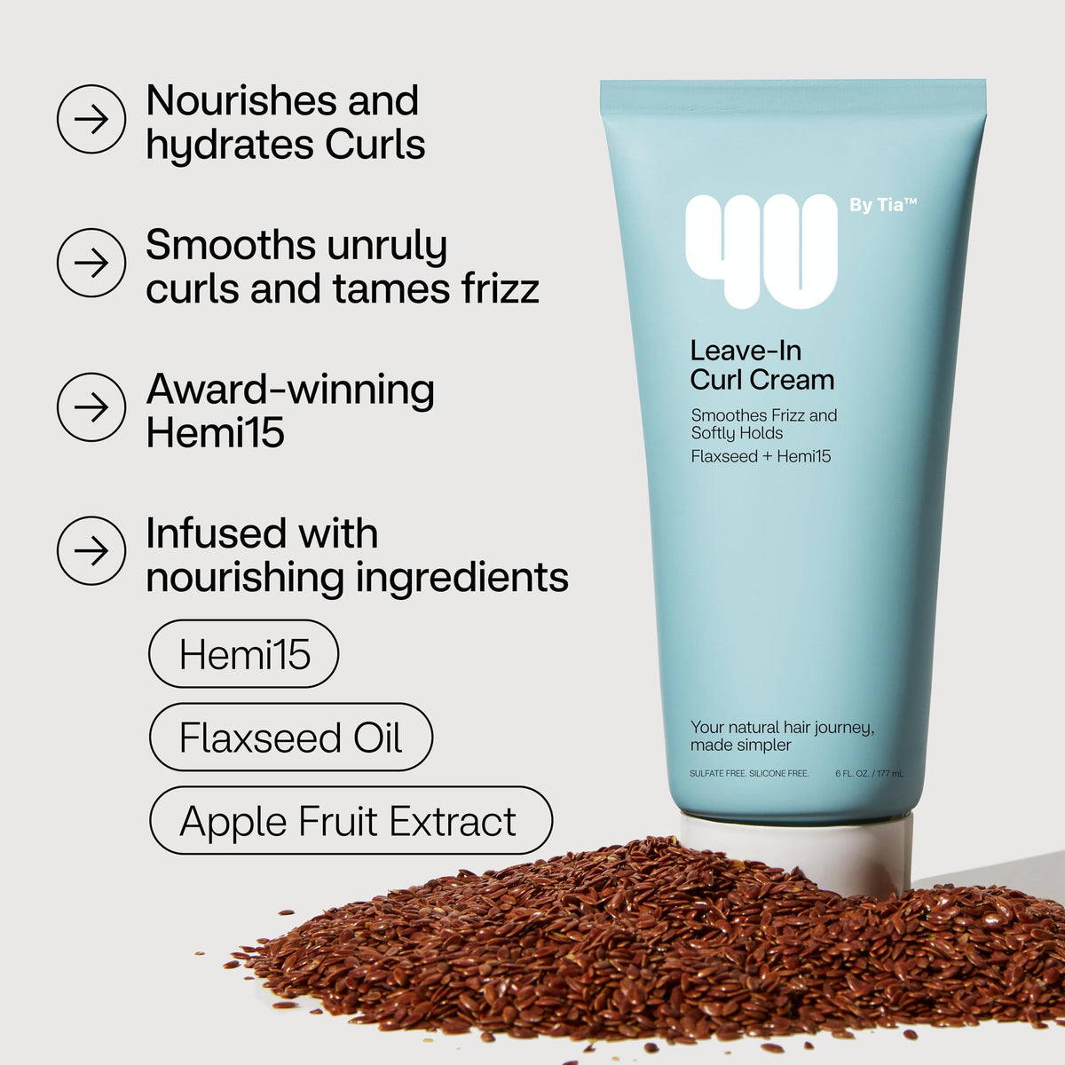 4U by Tia texture close-up revealing lightweight cream for easy comb-through