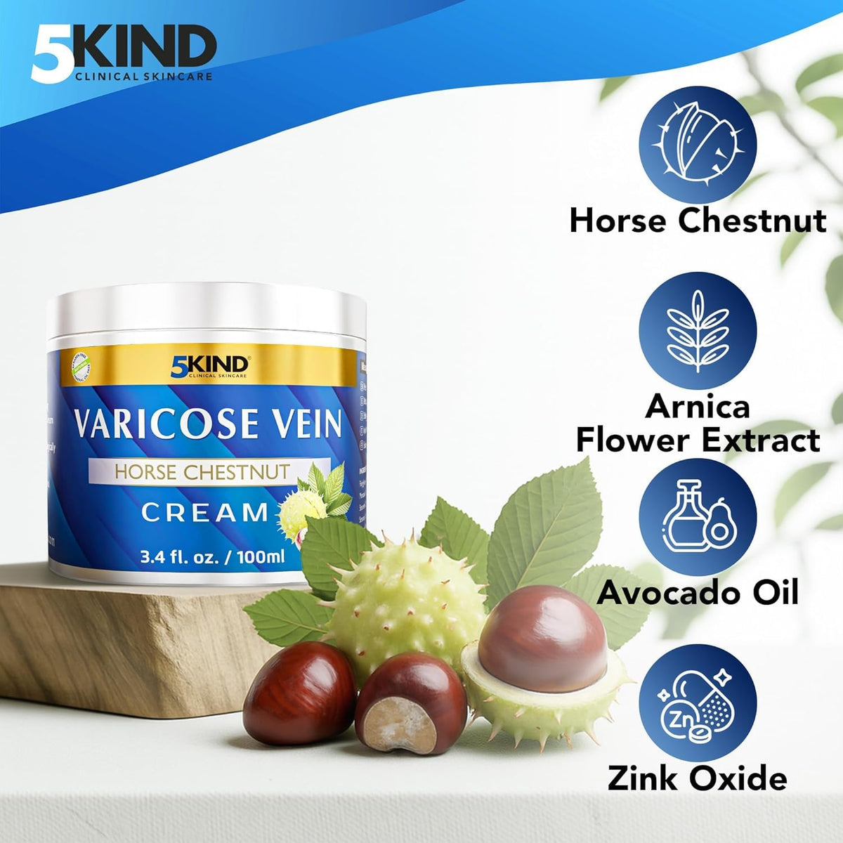 5kind clinical skincare being massaged into leg to soothe and improve appearance