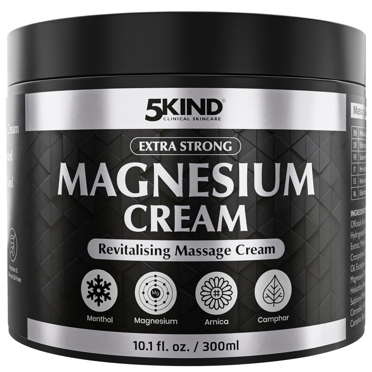 5Kind magnesium cream front tube showing label and size for clear identification