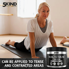 5Kind cream applied to calf during massage, helping relieve restless legs