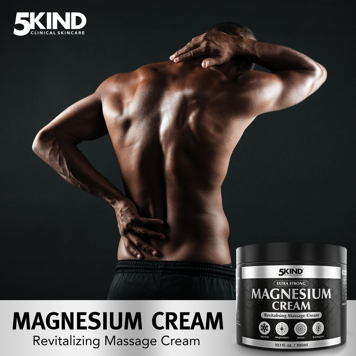 5Kind magnesium cream open cap with creamy texture demonstrating smooth application