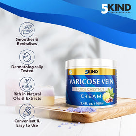 5kind clinical skincare beside a ruler to show 3.4 fl oz size and travel-friendly benefit