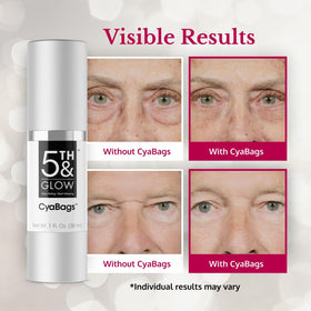 5th & Glow applying serum under eye demonstrating instant smoothing benefit