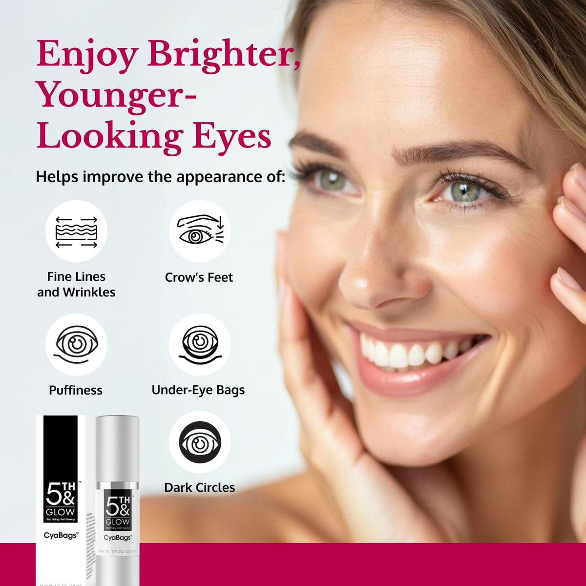 5th & Glow serum texture close-up showing lightweight formula and fast absorption