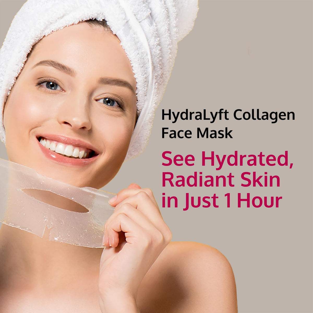 5th & Glow mask sheet laid flat highlighting two-piece design and coverage benefit