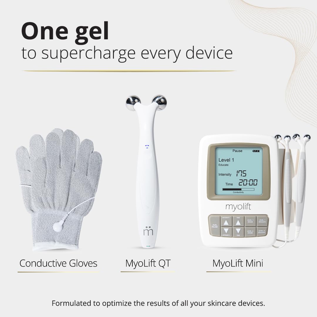 7E Wellness gel applied with MyoLift device enabling consistent microcurrent