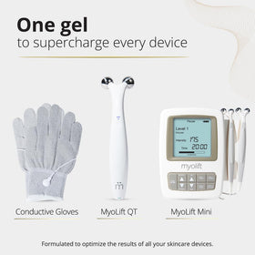 7E Wellness gel applied with MyoLift device enabling consistent microcurrent